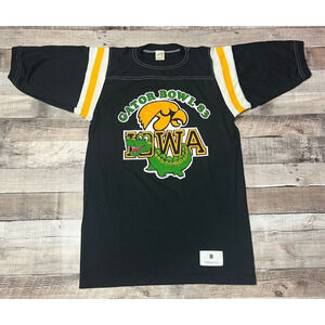Iowa Hawkeyes Shirt Adult Medium Black Vintage 80s Gator Bowl NCAA Football